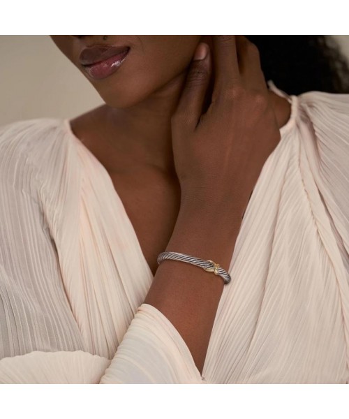 Cuff Bracelet for Women Cable Wire Bracelet Two Tone Twisted Bangle Cuff Knot Vintage Bracelets Jewelry