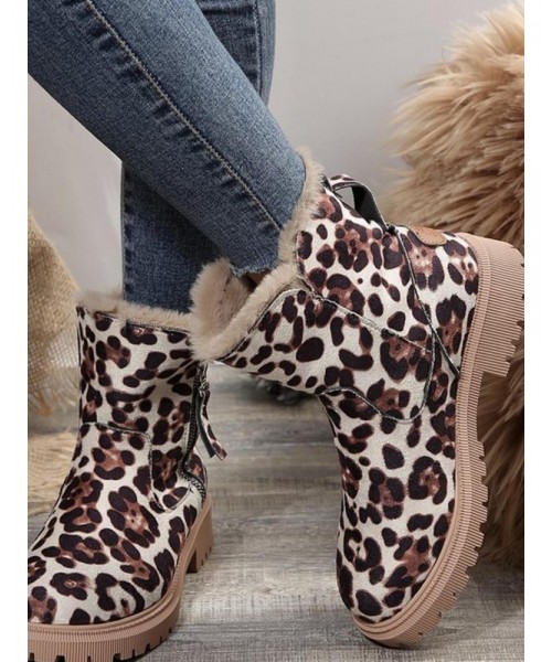 Women's Fashionable Patched Design Zipper Boots, Casual Warm Snow Boots for Winter, Female All-match Round Toe Shoes for Daily Wear