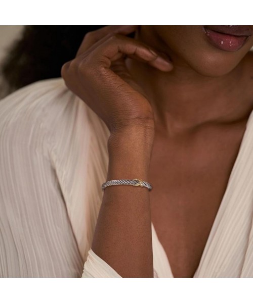 Cuff Bracelet for Women Cable Wire Bracelet Two Tone Twisted Bangle Cuff Knot Vintage Bracelets Jewelry