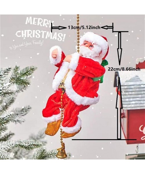 Christmas Climbing Santa Claus Design Hanging Ornament, 1 Count Music Playing Novelty Hanging Decoration for Home Party Festival [Battery Required, without Battery]