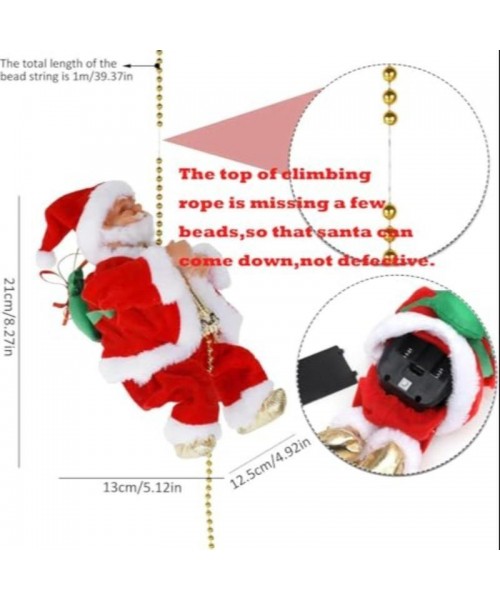 Christmas Climbing Santa Claus Design Hanging Ornament, 1 Count Music Playing Novelty Hanging Decoration for Home Party Festival [Battery Required, without Battery]