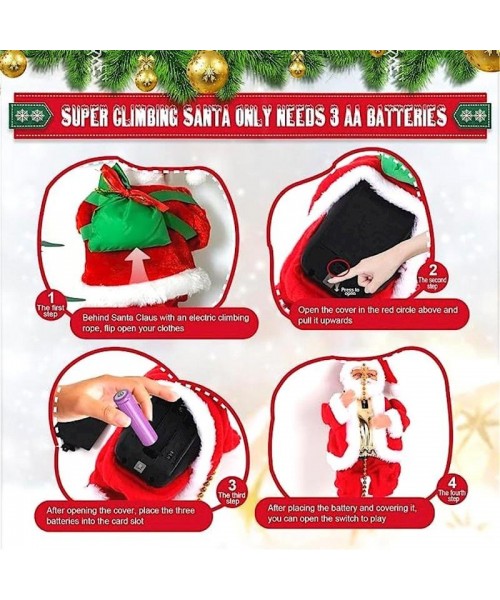 Christmas Climbing Santa Claus Design Hanging Ornament, 1 Count Music Playing Novelty Hanging Decoration for Home Party Festival [Battery Required, without Battery]