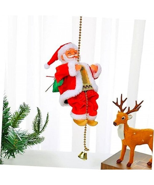 Christmas Climbing Santa Claus Design Hanging Ornament, 1 Count Music Playing Novelty Hanging Decoration for Home Party Festival [Battery Required, without Battery]