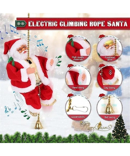Christmas Climbing Santa Claus Design Hanging Ornament, 1 Count Music Playing Novelty Hanging Decoration for Home Party Festival [Battery Required, without Battery]