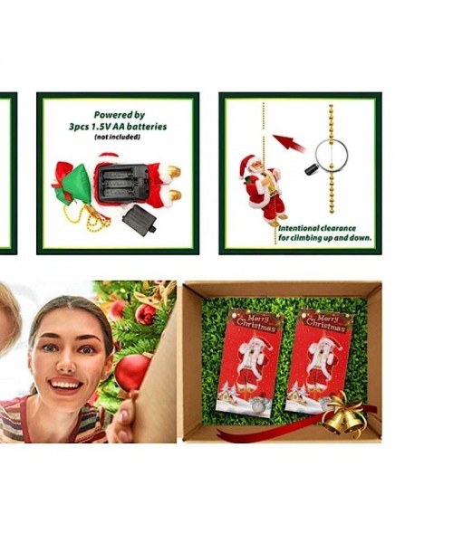 Christmas Climbing Santa Claus Design Hanging Ornament, 1 Count Music Playing Novelty Hanging Decoration for Home Party Festival [Battery Required, without Battery]