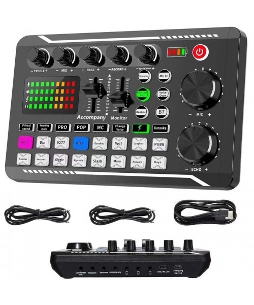 Live Sound Card with DJ Mixer Effects & Voice Changer, Multi-Application Podcast Production Studio Equipment, Sound Card for Streaming Podcasting Gaming