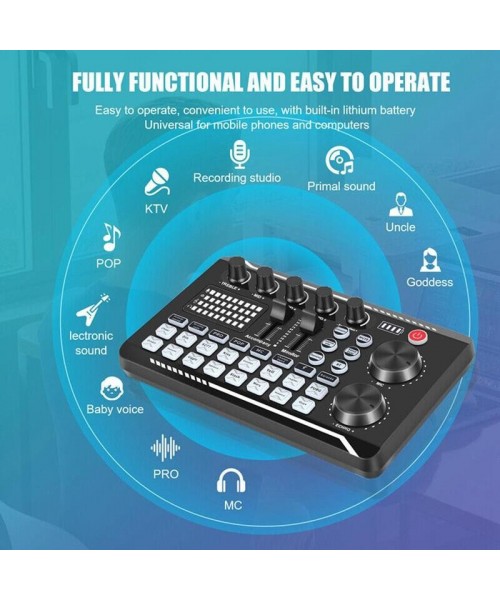 Live Sound Card with DJ Mixer Effects & Voice Changer, Multi-Application Podcast Production Studio Equipment, Sound Card for Streaming Podcasting Gaming