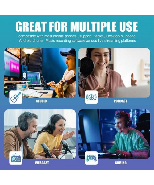 Live Sound Card with DJ Mixer Effects & Voice Changer, Multi-Application Podcast Production Studio Equipment, Sound Card for Streaming Podcasting Gaming