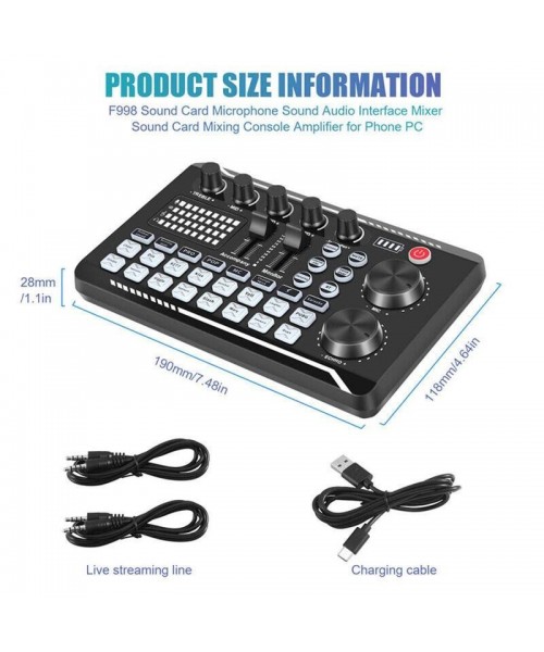 Live Sound Card with DJ Mixer Effects & Voice Changer, Multi-Application Podcast Production Studio Equipment, Sound Card for Streaming Podcasting Gaming