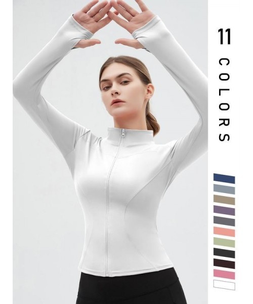 Women's Thumb Holes Solid Zip up Mock Neck Spring Sports Jacket, Back To School Outfits, Long Sleeve Sports Outerwear for Tennis Pickleball Gym Yoga Workout Running, BBL Jackets, Stand Collar Sports Tops, Women's Sportswear, Fall Outfits 2024