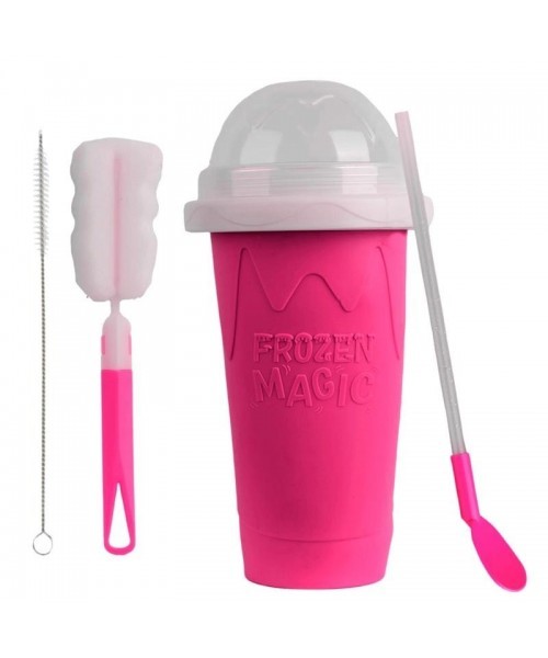 Slushy Cup Slushie Maker for any drink Portable and Double Layer Slushie Maker Cup for DIY Drinks Milk Shake Kitchen Reusable Straw Mug Utensils Spoon