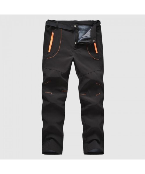 Men's Snow Ski Hiking Pants Waterproof Winter Fleece Lined Pants Camping Skiing Ice Fishing Pants with Belt