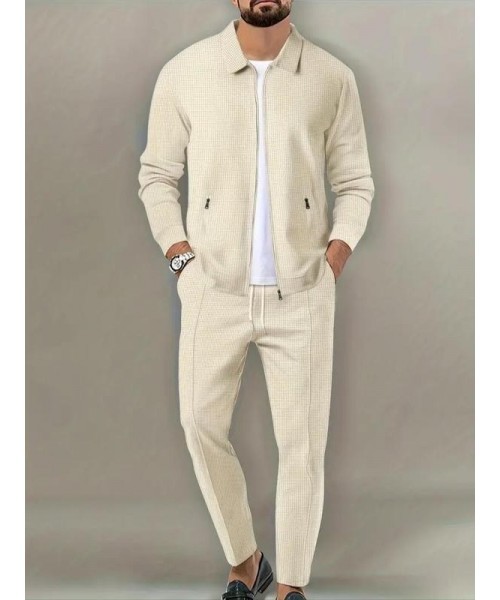 Sporty Two-piece Set Men's Plain Zip Up Jacket & Drawstring Waist Pants Tracksuit Set, Sports Long Sleeve Collared Outerwear & Pocket Elastic Waist Trousers, Men's Sportswear for Gym Workout Running 9 Clothes, Fall Clothes 2024 90s Clothes, Fall Outfits