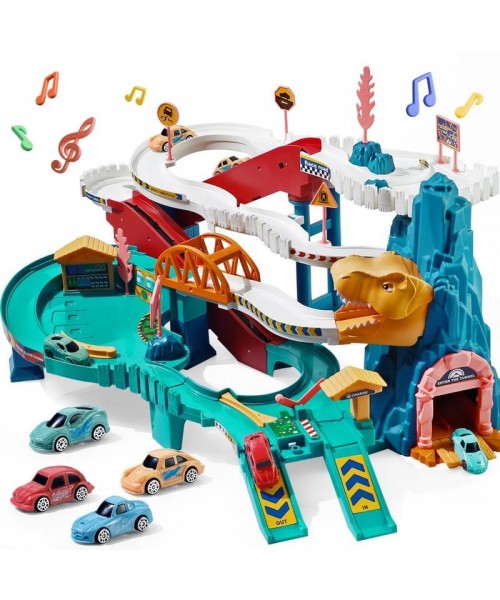 Full Size Dinosaur Race Track Playset Toys for Kids Car Ramp Track Set Toys Adventure Car Garage Parking Toy Full Size Dinosaur Race Track Playset Toys for Kids Car Ramp Track Set Toys Adventure Car Garage Parking Toy