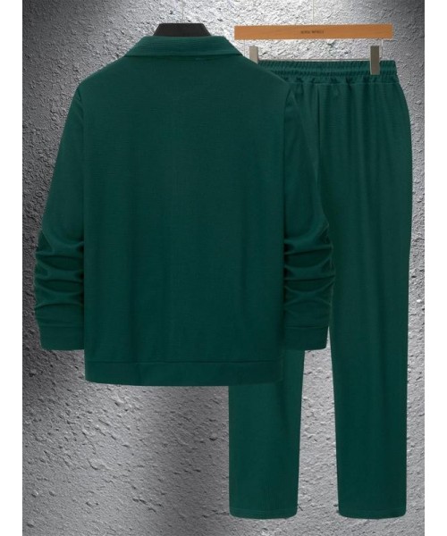 Sporty Two-piece Set Men's Plain Zip Up Jacket & Drawstring Waist Pants Tracksuit Set, Sports Long Sleeve Collared Outerwear & Pocket Elastic Waist Trousers, Men's Sportswear for Gym Workout Running 9 Clothes, Fall Clothes 2024 90s Clothes, Fall Outfits