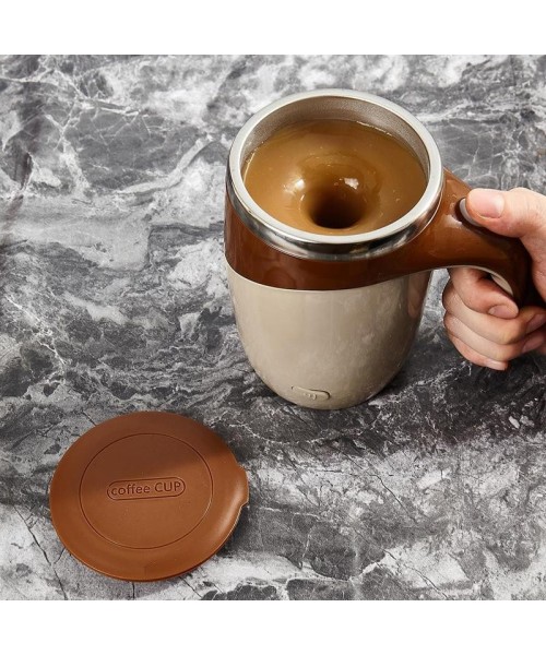 Automatic Magnetic Stirring Coffee Mug, 1 Count Electric Stainless Steel Self Mixing Coffee Tumbler, Rotating Home Office Travel Mixing Cup[Hand Wash Only Avoid Washing USB Port]