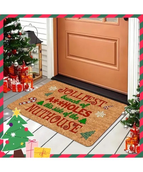 Christmas Themed Letter Pattern Door Mat, 1 Count Non-slip Rectangle Door Entrance Mat, Decorative Carpet for Home Living Room Bedroom Kitchen Patio