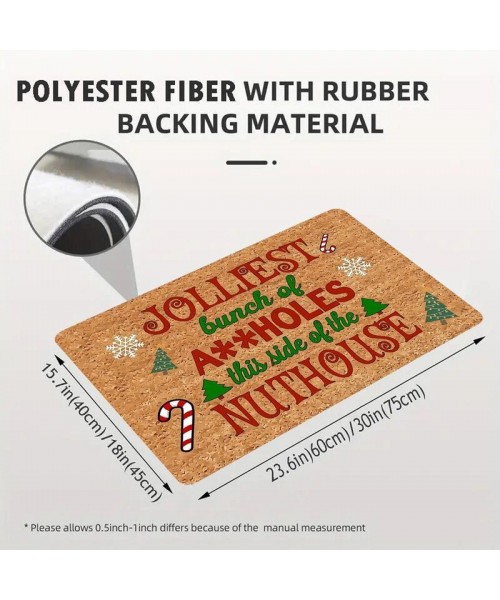 Christmas Themed Letter Pattern Door Mat, 1 Count Non-slip Rectangle Door Entrance Mat, Decorative Carpet for Home Living Room Bedroom Kitchen Patio