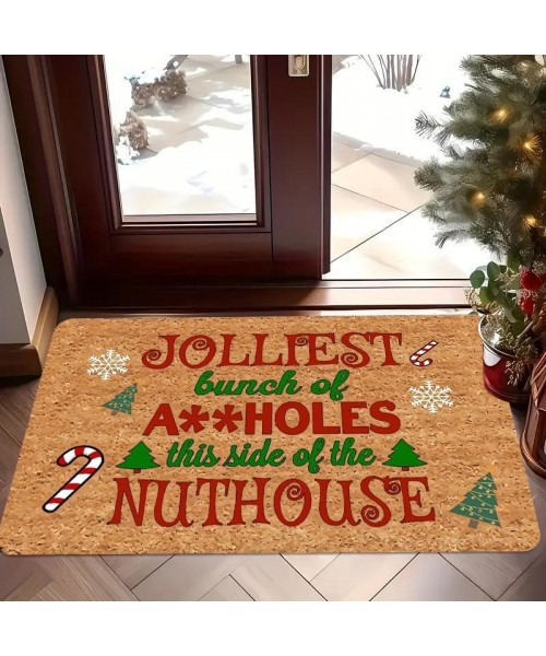 Christmas Themed Letter Pattern Door Mat, 1 Count Non-slip Rectangle Door Entrance Mat, Decorative Carpet for Home Living Room Bedroom Kitchen Patio
