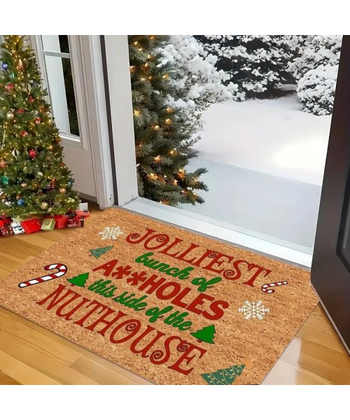 Christmas Themed Letter Pattern Door Mat, 1 Count Non-slip Rectangle Door Entrance Mat, Decorative Carpet for Home Living Room Bedroom Kitchen Patio