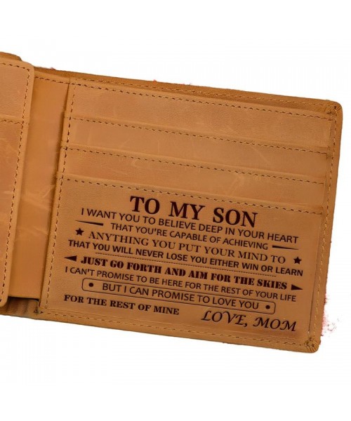 Christmas 2024-Mom to Son Wallet-Engraved Wallet For Son-Wallet for Son From Mom & Dad-Leather Wallet-Mens Wallet-Christmas Gift-Birthday Gift-Gift For Son Cannot Be Customized card holder RFID Blocking Bifold Wallet black lightweight durable classic