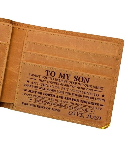 Christmas 2024-Mom to Son Wallet-Engraved Wallet For Son-Wallet for Son From Mom & Dad-Leather Wallet-Mens Wallet-Christmas Gift-Birthday Gift-Gift For Son Cannot Be Customized card holder RFID Blocking Bifold Wallet black lightweight durable classic
