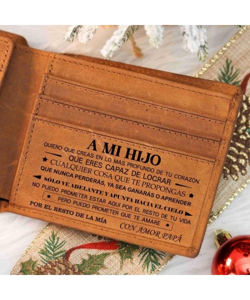 Christmas 2024-Mom to Son Wallet-Engraved Wallet For Son-Wallet for Son From Mom & Dad-Leather Wallet-Mens Wallet-Christmas Gift-Birthday Gift-Gift For Son Cannot Be Customized card holder RFID Blocking Bifold Wallet black lightweight durable classic