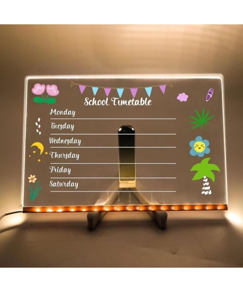 Acrylic Dry Erase Board with Light, 1 Count LED Light Up Dry Erase Board with Pen, Presentation Supplies for Office School Home