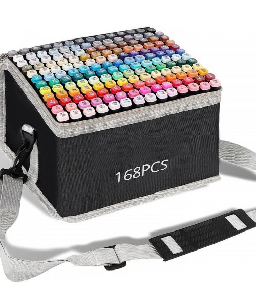 Alcohol Markers,80/120/168 Dual Tip Blender Art Markers for Coloring,Illustrations and Sketching,Alcohol Based Markers with Carrying Case