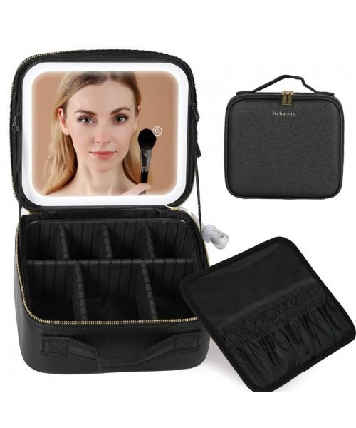 Travel Make-up Case with LED Mirror with 3-colour LED Lighted Adjustable Dividers, Make-up Case with Mirror Make-up Bags mutipul colore