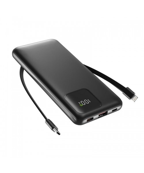 Portable Charger with Built-in Cables,Portable Charger with Cords Wires Slim 10000mAh Travel Battery Pack 4 Outputs 2 Inputs 22.5W Fast Charging Power Bank for Samsung Google Pixel LG Moto iPhone iPad