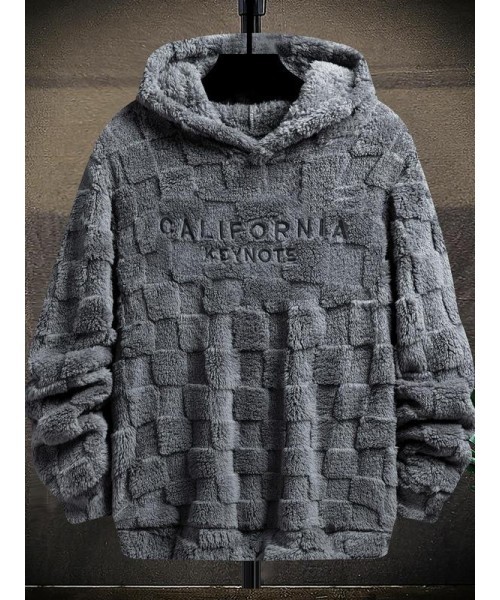 Men's Letter Embroidery Textured Drop Shoulder Fuzzy Hoodie, 1 Count Regular Fit Casual Fashion Long Sleeve Hooded Sweatshirt for Spring & Fall, Fashion Men's Clothes for Daily Wear
