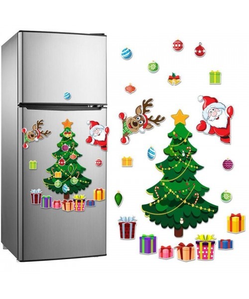 Christmas Themed Magnetic Sticker, 1 Set Cartoon Santa Claus & Reindeer & Tree Pattern Refrigerator Magnets, Holiday Party Atmosphere Enhancer