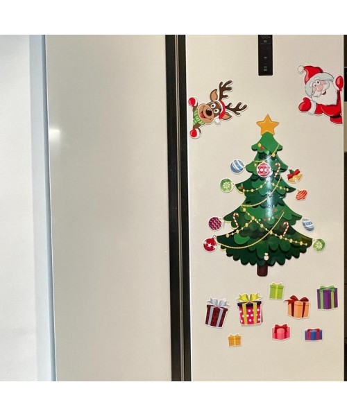 Christmas Themed Magnetic Sticker, 1 Set Cartoon Santa Claus & Reindeer & Tree Pattern Refrigerator Magnets, Holiday Party Atmosphere Enhancer