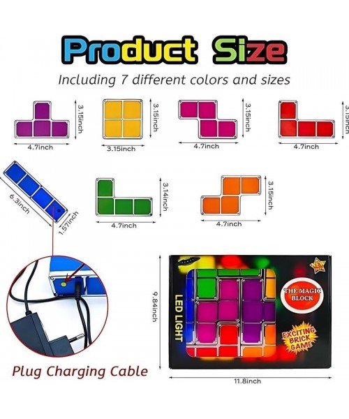 [Christmas gift]7 PCS Stackable Night Light 3D Puzzles Toy 7 Colors Magic Blocks Induction Interlocking LED Novelty Desk Lamp Lighting DIY for Teens and Adults Home Deco Great Gift for Birthday