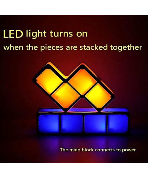 [Christmas gift]7 PCS Stackable Night Light 3D Puzzles Toy 7 Colors Magic Blocks Induction Interlocking LED Novelty Desk Lamp Lighting DIY for Teens and Adults Home Deco Great Gift for Birthday
