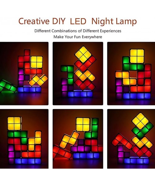 [Christmas gift]7 PCS Stackable Night Light 3D Puzzles Toy 7 Colors Magic Blocks Induction Interlocking LED Novelty Desk Lamp Lighting DIY for Teens and Adults Home Deco Great Gift for Birthday