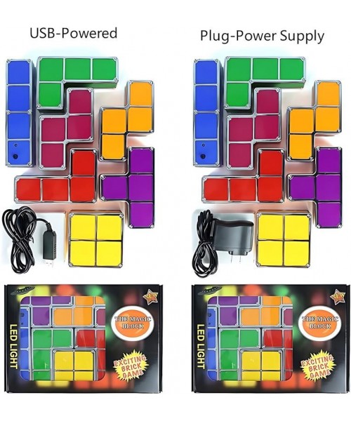 [Christmas gift]7 PCS Stackable Night Light 3D Puzzles Toy 7 Colors Magic Blocks Induction Interlocking LED Novelty Desk Lamp Lighting DIY for Teens and Adults Home Deco Great Gift for Birthday