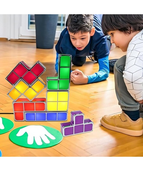 [Christmas gift]7 PCS Stackable Night Light 3D Puzzles Toy 7 Colors Magic Blocks Induction Interlocking LED Novelty Desk Lamp Lighting DIY for Teens and Adults Home Deco Great Gift for Birthday