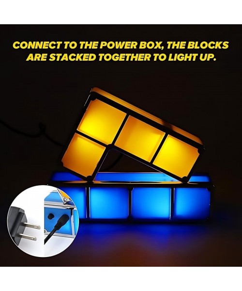 [Christmas gift]7 PCS Stackable Night Light 3D Puzzles Toy 7 Colors Magic Blocks Induction Interlocking LED Novelty Desk Lamp Lighting DIY for Teens and Adults Home Deco Great Gift for Birthday