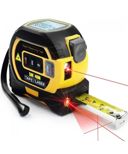 2 in 1 Digital Laser 5m Tape Measure, 1 Count 40m/60m Laser Measuring Tool with LCD Display & Self-locking Device, Accurate Measurement Tool, Work Equipment for Men