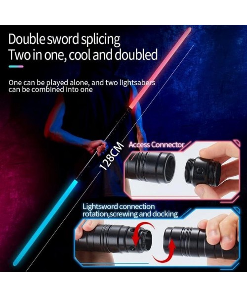 Christmas Gifts, Advent Calendar 2024, 2 In 1 Double Bladed Lightsaber, Lamp Saber, 2 Counts RGB Color Changing LED Lights Saber, Rechargeable Toys Lightsaber for Glow In The Dark Party