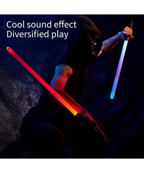 Christmas Gifts, Advent Calendar 2024, 2 In 1 Double Bladed Lightsaber, Lamp Saber, 2 Counts RGB Color Changing LED Lights Saber, Rechargeable Toys Lightsaber for Glow In The Dark Party