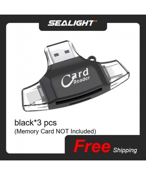 Multi-Port 4 in 1 Universal SD/TF Card/USB C/Memory Card Reader, Type C Camera Adapter