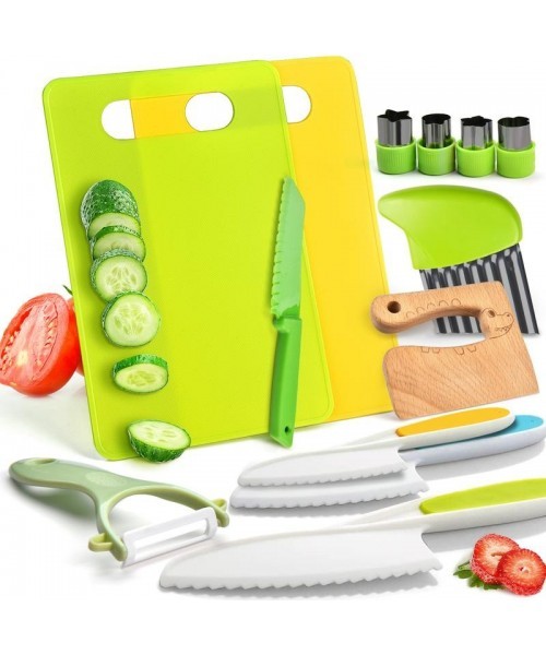 Montessori 13 Piece Kids Cooking Tools for Over 3 Year Od, Children Cooking Tool Set for Real Cooking for Kids Birthday Christmas Gift Black Friday