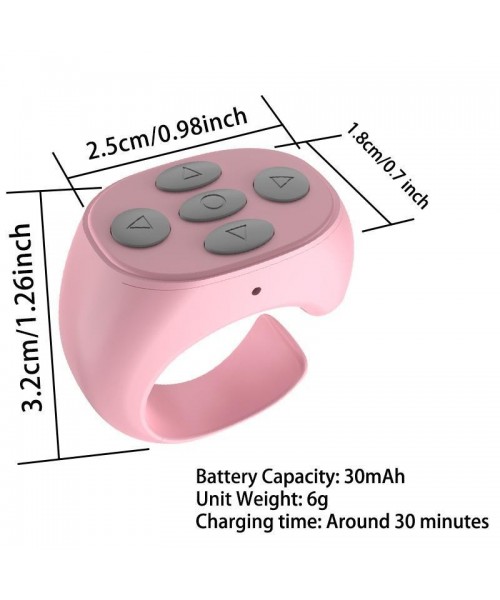 Wireless Remote Control Ring, Selfie Video Controller for Phone, Automatic Page Turner for Various APP, Mobile Remote Control, Selfie Accessories