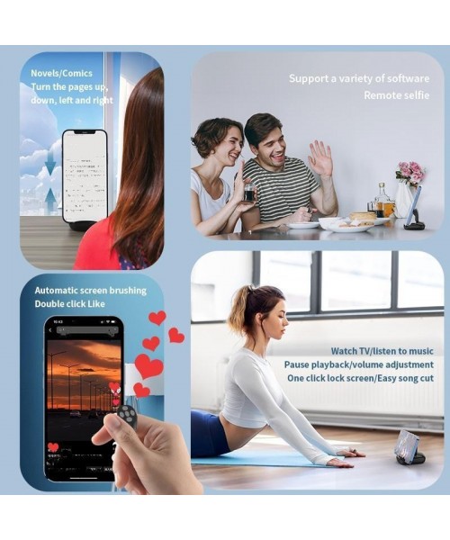 Wireless Remote Control Ring, Selfie Video Controller for Phone, Automatic Page Turner for Various APP, Mobile Remote Control, Selfie Accessories